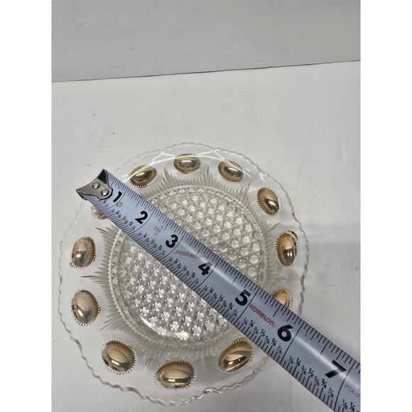 Antique EAPG Manhattan Clear Glass Bowl Gold Accents U.S. Glass Co. 1902–1910 - Picture 7 of 7